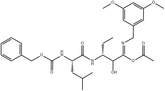 acetic (3R,Z)-3-((S)-2-(((benzyloxy)carbonyl)amino)-4-methylpentanamido)-N-(3,5-dimethoxybenzyl)-2-hydroxypentanimidic anhydride,1859973-39-9,结构式