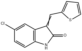 5-氯-3-(噻吩-2-基亚甲基)吲哚啉-2-酮 结构式