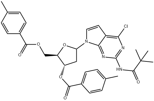 2-Amino-4-chloro-N2-pivaloyl-7-[2-deoxy-3,5-di-O-(4- methylbenzoyl)--D-ribofuanosyl]-7H-pyrrolo[2,3-d]pyrimidine Structure