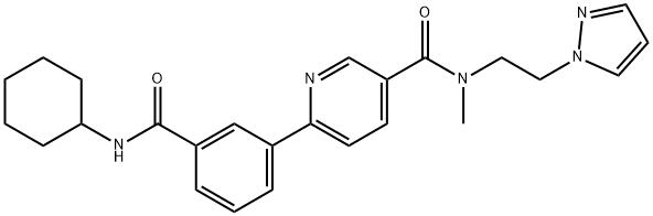 3-Pyridinecarboxamide, 6-[3-[(cyclohexylamino)carbonyl]phenyl]-N-methyl-N-[2-(1H-pyrazol-1-yl)ethyl]-|化合物 T24778