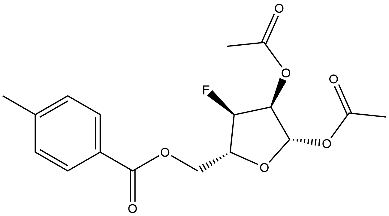 β-D-Ribofuranose, 3-deoxy-3-fluoro-, 1,2-diacetate 5-(4-methylbenzoate) Structure