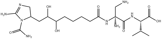 L-Valine, 2,3-diamino-8-[2-amino-1-(aminocarbonyl)-4,5-dihydro-1H-imidazol-5-yl]-2,3,4,5,8-pentadeoxyoctonoyl-L-alanyl- Structure