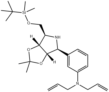 Benzenamine, 3-(3aS,4S,6R,6aR)-6-(1,1-dimethylethyl)dimethylsilyloxymethyltetrahydro-2,2-dimethyl-4H-1,3-dioxolo4,5-cpyrrol-4-yl-N,N-di-2-propenyl- Struktur