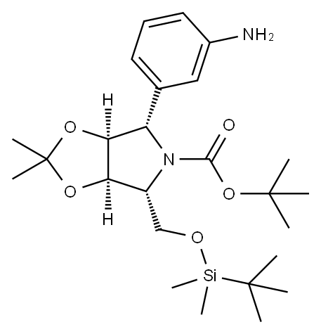 5H-1,3-Dioxolo4,5-cpyrrole-5-carboxylic acid, 4-(3-aminophenyl)-6-(1,1-dimethylethyl)dimethylsilyloxymethyltetrahydro-2,2-dimethyl-, 1,1-dimethylethyl ester, (3aS,4S,6R,6aR)-|