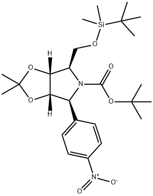 5H-1,3-Dioxolo4,5-cpyrrole-5-carboxylic acid, 4-(1,1-dimethylethyl)dimethylsilyloxymethyltetrahydro-2,2-dimethyl-6-(4-nitrophenyl)-, 1,1-dimethylethyl ester, (3aR,4R,6S,6aS)- Struktur