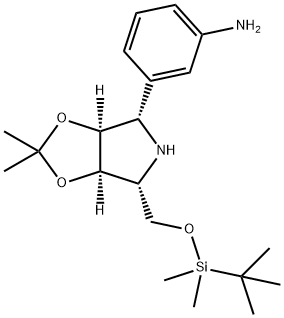 Benzenamine, 3-(3aS,4S,6R,6aR)-6-(1,1-dimethylethyl)dimethylsilyloxymethyltetrahydro-2,2-dimethyl-4H-1,3-dioxolo4,5-cpyrrol-4-yl- Struktur