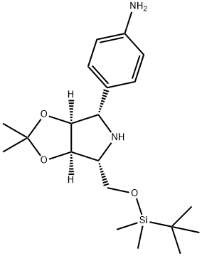 Benzenamine, 4-(3aS,4S,6R,6aR)-6-(1,1-dimethylethyl)dimethylsilyloxymethyltetrahydro-2,2-dimethyl-4H-1,3-dioxolo4,5-cpyrrol-4-yl- Structure