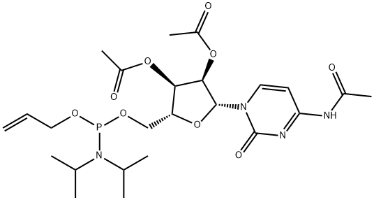 Cytidine, N-acetyl-, 2',3'-diacetate 5'-[2-propenyl bis(1-methylethyl)phosphoramidite] (9CI) Structure