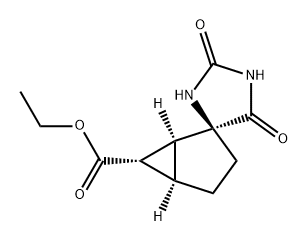 Spiro[bicyclo[3.1.0]hexane-2,4'-imidazolidine]-6-carboxylic acid, 2',5'-dioxo-, ethyl ester, (1S,2S,5R,6S)- Structure