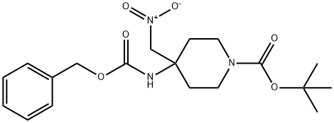 1-Piperidinecarboxylic acid, 4-(nitromethyl)-4-[[(phenylmethoxy)carbonyl]amino]-, 1,1-dimethylethyl ester Structure