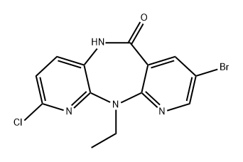 6H-Dipyrido[3,2-b:2',3'-e][1,4]diazepin-6-one, 8-bromo-2-chloro-11-ethyl-5,11-dihydro- Structure