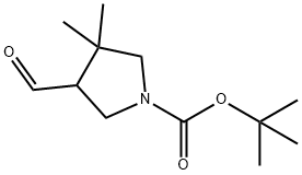 4-Formyl-3,3-dimethyl-pyrrolidine-1-carboxylic acid tert-butyl ester 结构式