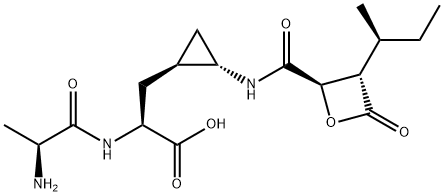 L-Alanine, L-alanyl-3-[(1R,2S)-2-[[[(2R,3S)-3-[(1S)-1-methylpropyl]-4-oxo-2-oxetanyl]carbonyl]amino]cyclopropyl]- Structure