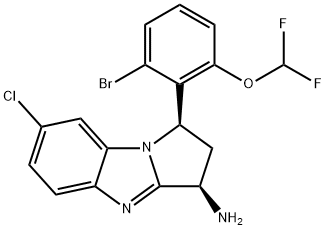 1H-Pyrrolo[1,2-a]benzimidazol-3-amine, 1-[2-bromo-6-(difluoromethoxy)phenyl]-7-chloro-2,3-dihydro-, (1R,3R)-|CAS:1899904-10-9