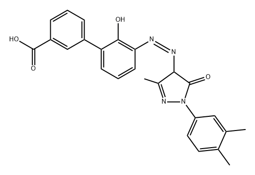 [1,1'-Biphenyl]-3-carboxylic acid, 3'-[(1Z)-2-[1-(3,4-dimethylphenyl)-4,5-dihydro-3-methyl-5-oxo-1H-pyrazol-4-yl]diazenyl]-2'-hydroxy- Struktur