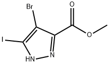 4-溴-5-碘-1H-吡唑-3-羧酸甲酯, 190263-22-0, 结构式