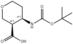 CIS-4-(TERT-BUTOXYCARBONYLAMINO)TETRAHYDROPYRAN-3-CARBOXYLIC ACID, 1903834-67-2, 结构式