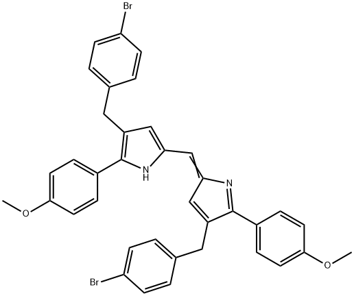1H-Pyrrole, 3-[(4-bromophenyl)methyl]-5-[[4-[(4-bromophenyl)methyl]-5-(4-methoxyphenyl)-2H-pyrrol-2-ylidene]methyl]-2-(4-methoxyphenyl)- Structure