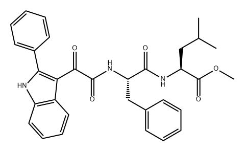 L-Leucine, N-[2-oxo-2-(2-phenyl-1H-indol-3-yl)acetyl]-L-phenylalanyl-, methyl ester,1917350-09-4,结构式