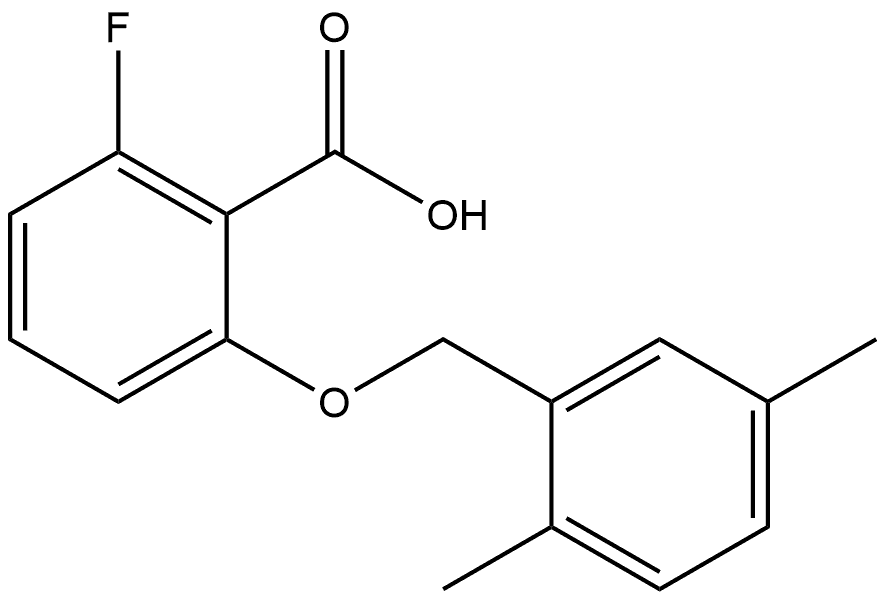 2-[(2,5-Dimethylphenyl)methoxy]-6-fluorobenzoic acid 结构式