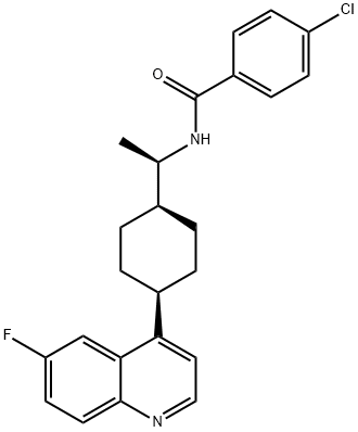Benzamide, 4-chloro-N-[(1R)-1-[cis-4-(6-fluoro-4-quinolinyl)cyclohexyl]ethyl]- Structure