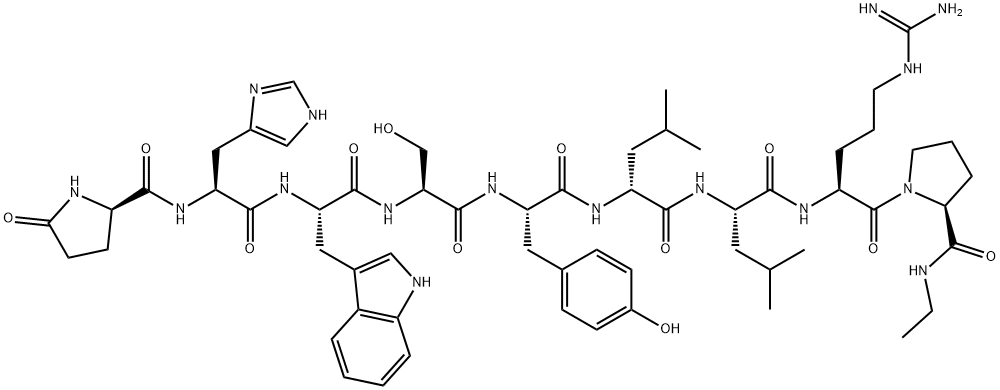 (Des-Gly10,D-Pyr1,D-Leu6,Pro-NHEt9)-LHRH, 1926163-26-9, 结构式