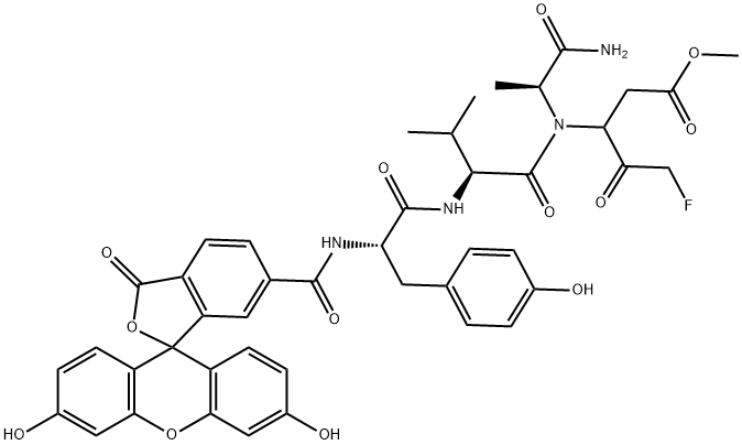 L-Alaninamide, N-[(3',6'-dihydroxy-3-oxospiro[isobenzofuran-1(3H),9'-[9H]xanthen]-6-yl)carbonyl]-L-tyrosyl-L-valyl-N-[1-(2-fluoroacetyl)-3-methoxy-3-oxopropyl]- 结构式