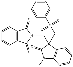 2-((1-甲基-2-氧代-3-((苯磺酰基)甲基)吲哚啉-3-)甲基)吲哚啉-1,3-二酮 结构式