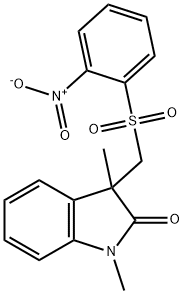 1,3-二甲基-3-(((2-硝基苯基)磺酰基)甲基)吲哚啉-2-酮 结构式