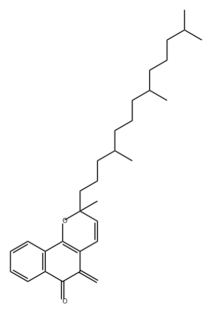 2H-Naphtho[1,2-b]pyran-6(5H)-one, 2-methyl-5-methylene-2-(4,8,12-trimethyltridecyl)- Structure
