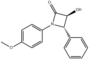1-(4-メトキシフェニル)-3β-ヒドロキシ-4α-フェニルアゼチジン-2-オン 化学構造式
