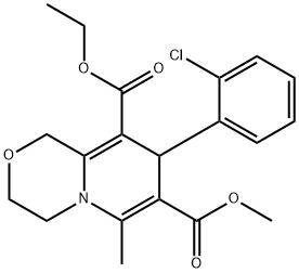 Pyrido[2,1-c][1,4]oxazine-7,9-dicarboxylic acid, 8-(2-chlorophenyl)-1,3,4,8-tetrahydro-6-methyl-, 9-ethyl 7-methyl ester Struktur
