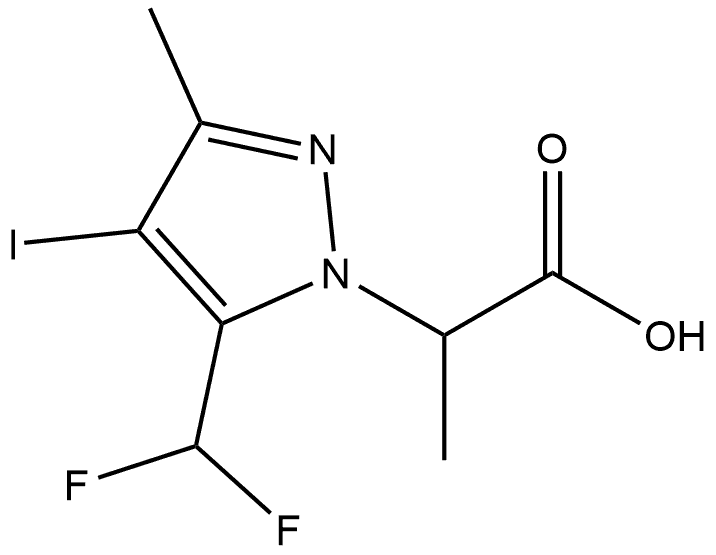 2-[5-(difluoromethyl)-4-iodo-3-methyl-1H-pyrazol-1-yl]propanoic acid 结构式