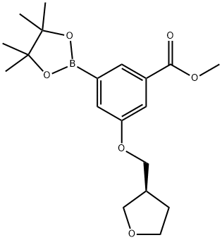 (S)-3-((四氢呋喃-3-基)甲氧基)-5-(4,4,5,5-四甲基-1,3,2-二氧硼杂硼烷-2-基)苯甲酸甲酯 结构式