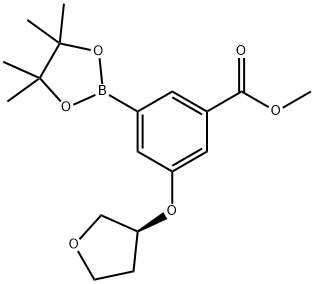 Benzoic acid, 3-[[(3S)-tetrahydro-3-furanyl]oxy]-5-(4,4,5,5-tetramethyl-1,3,2-dioxaborolan-2-yl)-, methyl ester Structure