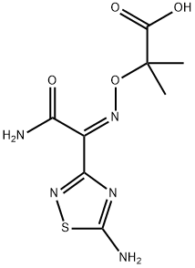Propanoic acid, 2-[[(Z)-[2-amino-1-(5-amino-1,2,4-thiadiazol-3-yl)-2-oxoethylidene]amino]oxy]-2-methyl- Struktur