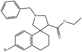 Ethyl 1''-benzyl-6-bromo-3,4-dihydro-2H-spiro[naphthalene-1,3''-pyrrolidine]-4''-carboxylate 结构式