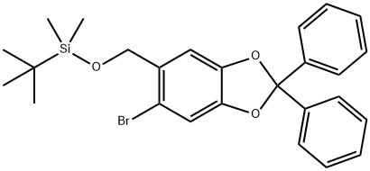 ((6-Bromo-2,2-diphenylbenzo[d][1,3]dioxol-5-yl)methoxy)(tert-butyl)dimethylsilane Struktur