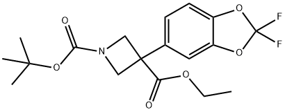 1-tert-Butyl 3-ethyl 3-(2,2-difluorobenzo[d][1,3]dioxol-5-yl)azetidine-1,3-dicarboxylate,1956385-48-0,结构式