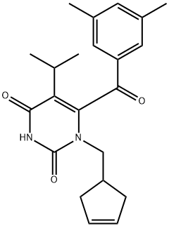 2,4(1H,3H)-Pyrimidinedione, 1-(3-cyclopenten-1-ylmethyl)-6-(3,5-dimethylbenzoyl)-5-(1-methylethyl)- Struktur