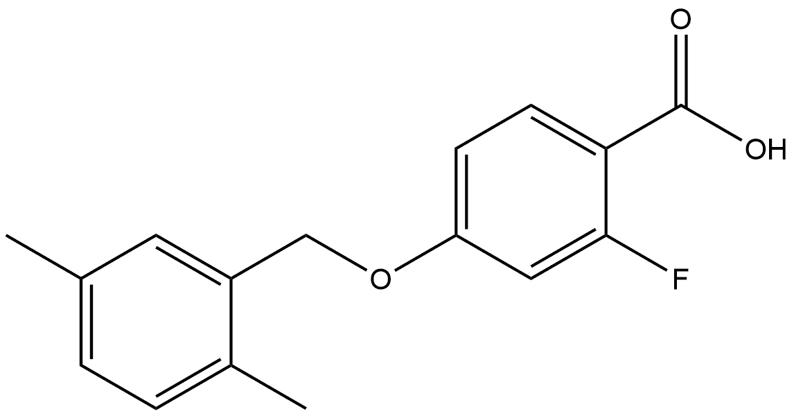 4-[(2,5-Dimethylphenyl)methoxy]-2-fluorobenzoic acid 结构式