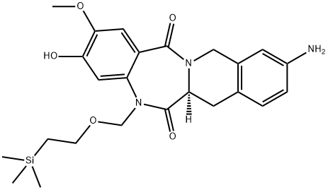 (S)-10-氨基-3-羟基-2-甲氧基-5-((2-(三甲基甲硅烷基)乙氧基)甲基)-7,12-二氢苯并[5,6][1,4]二氮杂[1,2-B]异喹啉-6,14(5H,6AH)-二酮 结构式