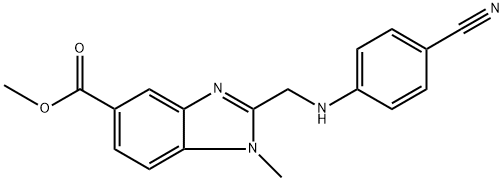 1H-Benzimidazole-5-carboxylic acid, 2-[[(4-cyanophenyl)amino]methyl]-1-methyl-, methyl ester Struktur