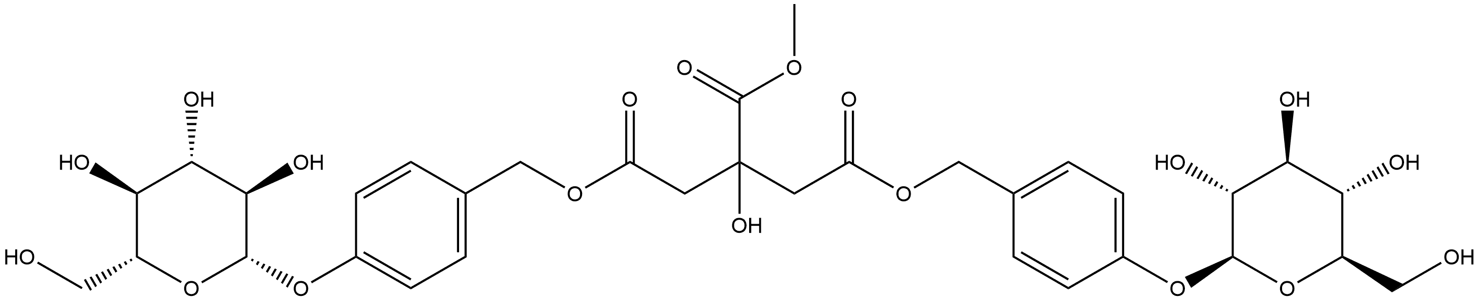 β-D-Glucopyranoside, [3-hydroxy-3-(methoxycarbonyl)-1,5-dioxo-1,5-pentanediyl]bis(oxymethylene-4,1-phenylene) bis- Structure