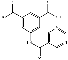 1,3-Benzenedicarboxylic acid, 5-[(5-pyrimidinylcarbonyl)amino]- 化学構造式