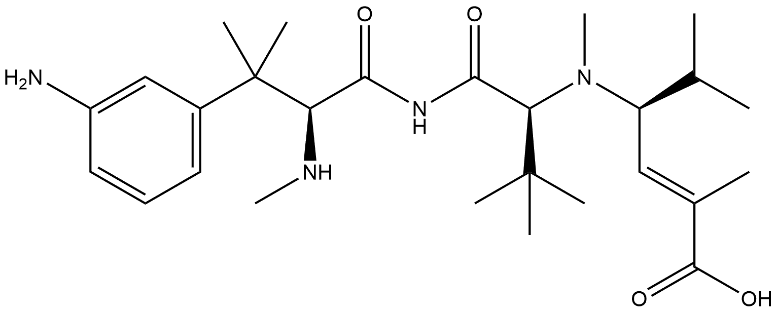 L-Valinamide, 3-amino-N,β,β-trimethyl-L-phenylalanyl-N-[(1S,2E)-3-carboxy-1-(1-methylethyl)-2-buten-1-yl]-N,3-dimethyl- Structure