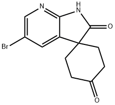 5'‐bromo‐1',2'‐dihydrospiro[cyclohexane‐1,3'‐pyrrolo[2,3‐b]pyridine]‐2',4‐dione Struktur