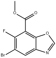 Methyl 5-bromo-6-fluoro-1,3-benzoxazole-7-carboxylate 化学構造式