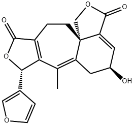 1H,3H-Furo[3',4':4,5]cyclohept[1,2-d]isobenzofuran-3,10(8H)-dione, 8-(3-furanyl)-5,6,11,12-tetrahydro-5-hydroxy-7-methyl-, (5S,8R,12aS)- Structure