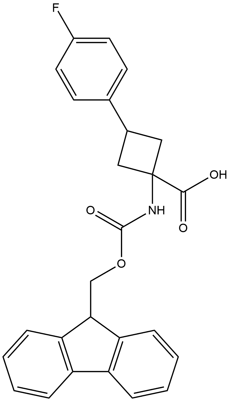 1-((((9H-芴-9-基)甲氧基)羰基)氨基)-3-(4-氟苯基)环丁烷-1-甲酸, 1989828-46-7, 结构式